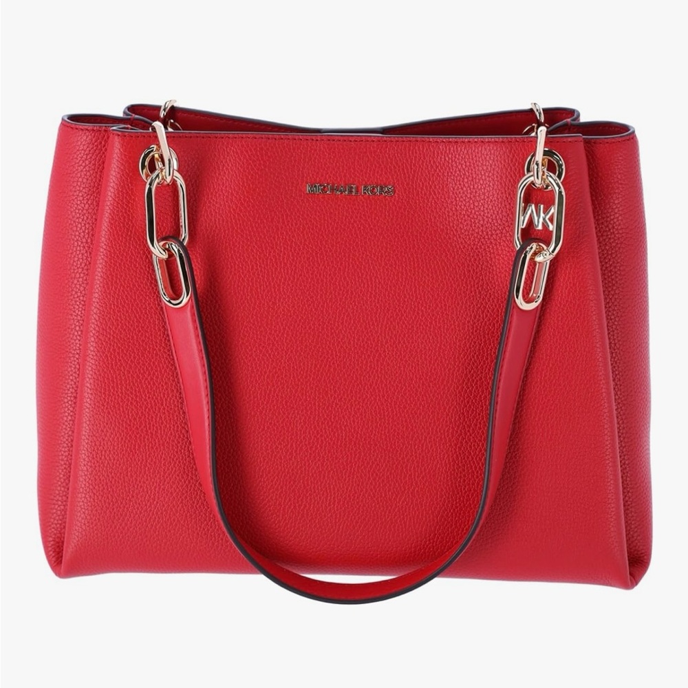 Michael Kors Red Shoulder Bag with Gold Accents